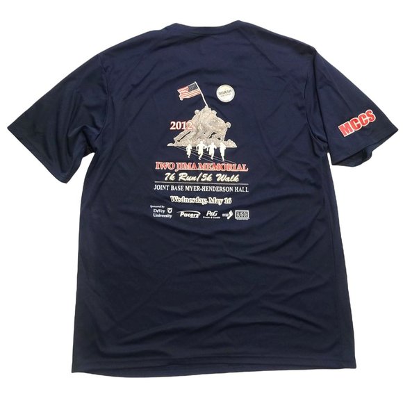 2012 70th Anniversary IWO JIMA Memorial Flag Raising Mens Blue T-Shirt Size XL - Picture 3 of 11